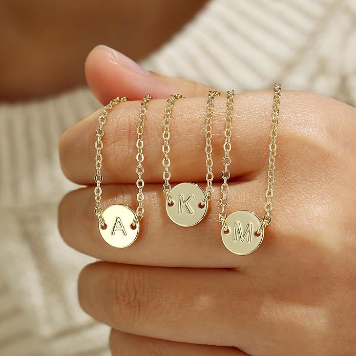 MONOZO Gold Bracelets for Women Girls Valentines Day Gifts, Dainty 18K Gold Plated Disc Monogram Letter A-Z Initial Bracelets for Women Trendy Personalized Letter Bracelet Valentines Day Gifts for Her