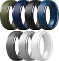 ThunderFit Silicone Rings for Men - 7 Rings / 4 Rings / 1 Ring Step Edge Rubber Wedding Bands 10mm Wide - 2.5mm Thick