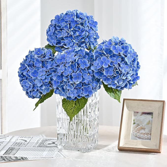 4Pcs 21in Latex Real Touch Hydrangea Artificial Flowers | Lifelike Large - Image 2