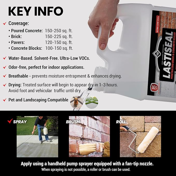 LastiSeal Brick & Concrete Sealer – Deep Seals and Strengthens Brick, Pavers & - Image 5