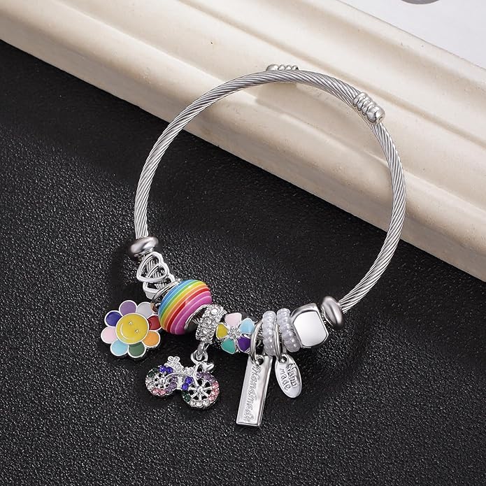 Charm Bracelets for Girls Cute Cartoon Friendship Bracelets Adjustable Bangle Gifts for Girls DIY Jewelry