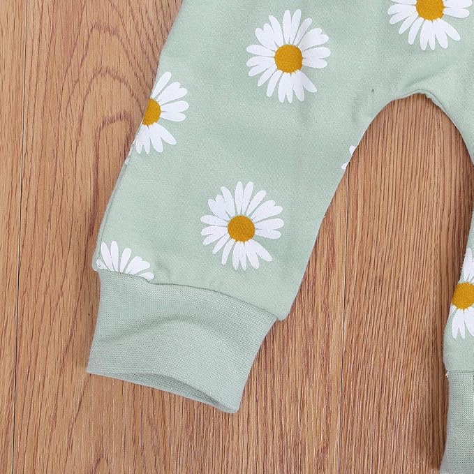 3Pcs Baby Girl Outfits Daisy Sweatshirt + Pants + Headband Infant Fall Winter Clothes