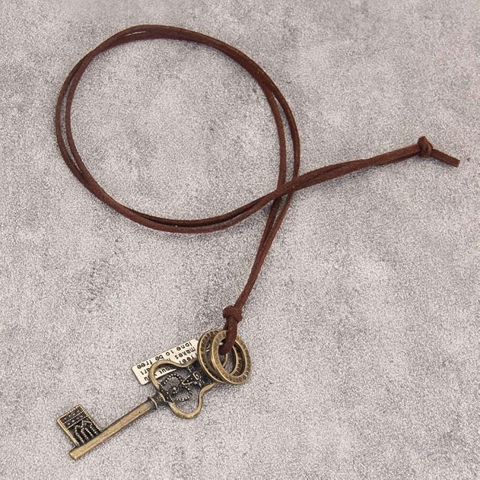 GelConnie Boho Necklaces for Women Vintage Silver Circles Long Pendant Necklace Cowgirl Sweater Necklace Adjustable Leather Choker Necklace for Women