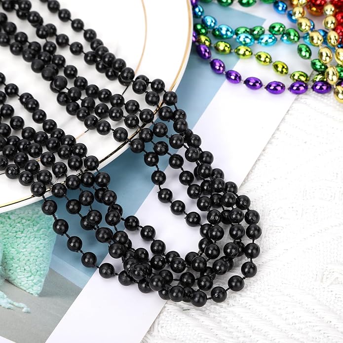 Mardi Gras Beads Necklaces, 33 Inch Plastic Beads for Party Favors, Festival Decorations, Parade Throws, Christmas, St. Patrick's Day Celebrations
