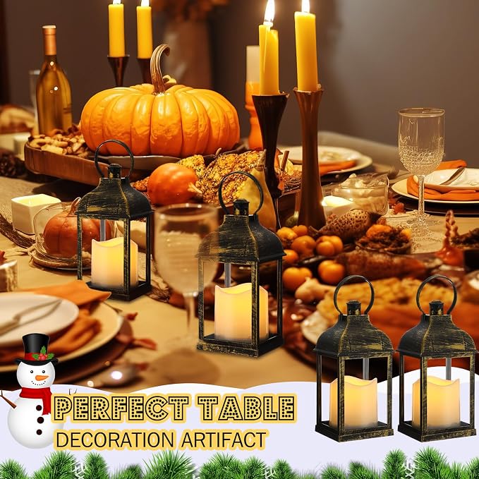 12 Pack 10 Inch Bronze Decorative Candle Lantern Bulk LED Flameless | Lanterns - Image 5