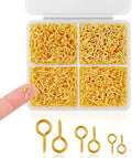 720PCS Small Screw Eye Pins, 3 Styles of Mini Eye Screws, Eyelet Pins Hooks for DIY Crafts, Art Projects, Tiaras and Jewelry Making - Gold