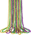 YAXINRUI Mardi Gras Beads Necklaces, 15pcs 33' 7mm Metallic Gold Green Purple Bead Party Favors
