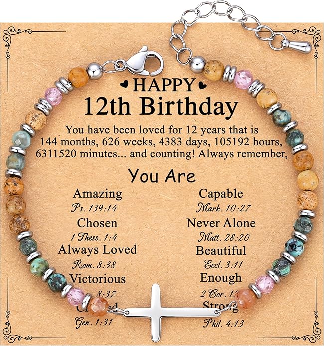 TONY & SANDY Christian Cross Bracelet for Women, Valentine's Day Gifts for Her, Confirmation Baptism Easter Gifts, Unique Gift for Friends Daughter Mom Sister in Christ Birthday Christmas