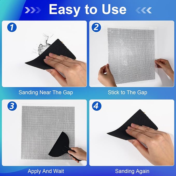 Blulu 13 Pcs 12 x 12 Inch Drywall Repair Kit Self Adhesive Mesh Drywall Patches - Image 4