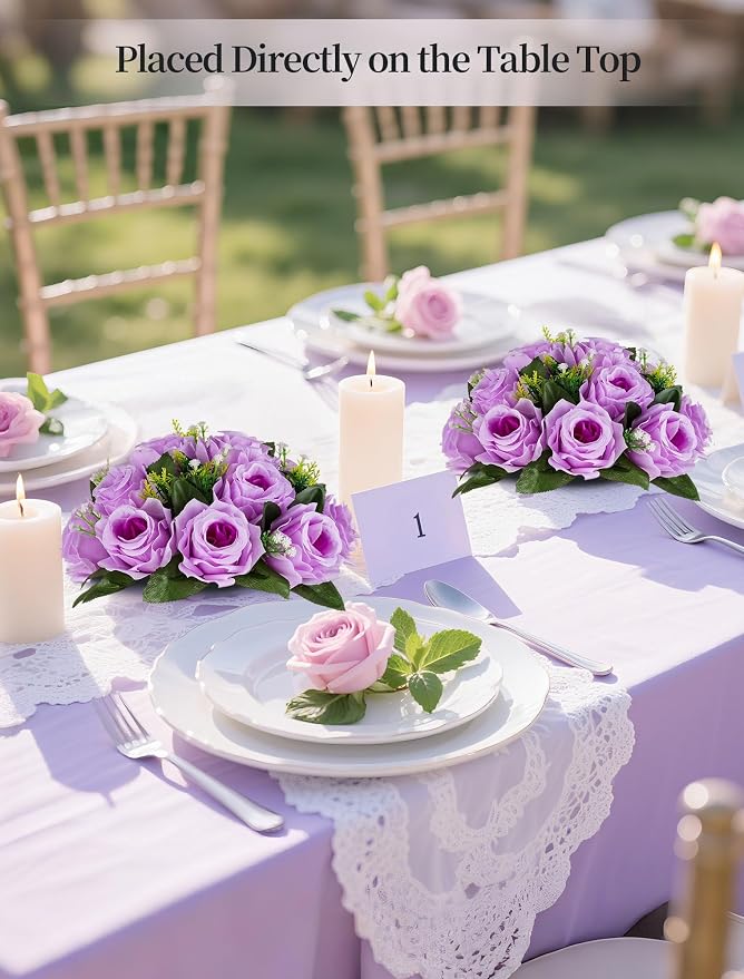 BLOSMON Flower Balls Wedding Rose Centerpieces: 10 Pcs Lilac Fake Flowers Lilac - Image 3