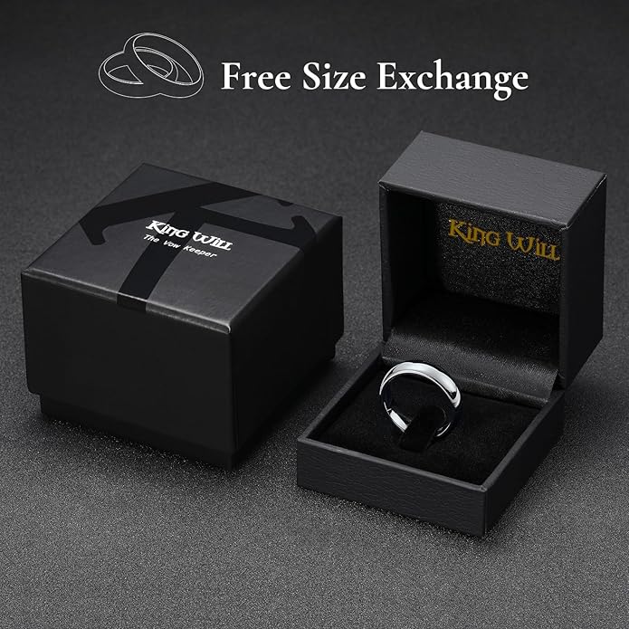 King Will Tungsten Carbide Wedding Band for Men Women Promise Rings for Couples Domed High Polish