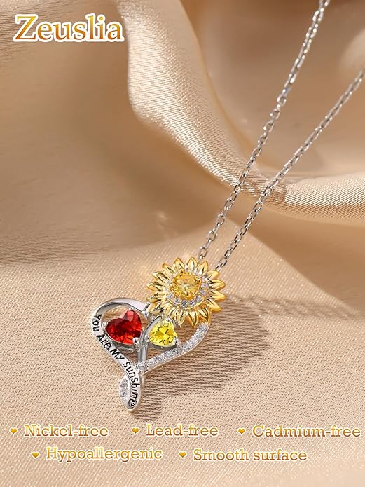 Valentine's Day Gifts for Wife 925 Sterling Silver Double Birthstone Pendant Necklaces I Love You for Always and Forever Necklace Anniversary Birthday Gifts for Wife Girlfriend Mom Her