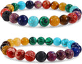 Bivei Natural Gemstone Semi Precious Healing Crystals Handmade Stretchy Round Beads Bracelet,Stocking Stuffers for Women Enhance Positive Energy