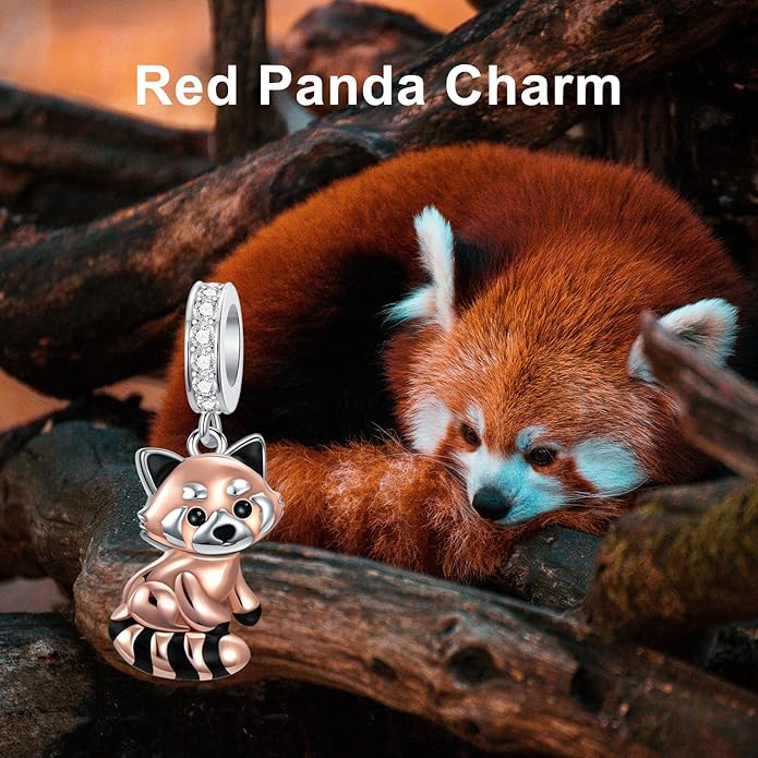 PROESS Sterling Silver/Red Panda/Cow/Highland Cow/Otter/Squirrel/Elephant/Axolotl/Cat/Fox/Bee/Butterfly/Hummingbird/Tiger/Lion/Mokeny/Koala/Dog Charm Animal Charms Bead for Jewelry Making