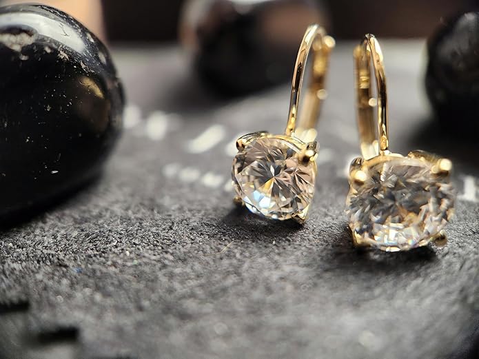 14K White Gold Moissanite Earrings Men & Women, Solid Gold Simulated Diamond and Lab Diamonds Studs for Men & Women, 1ct - 2ct Round, Princess, Heart, Halo Cut, Dangle, Lever or Screw Back Earrings, VVS1, D Color, Pink or Blue - Luxury Gift Box