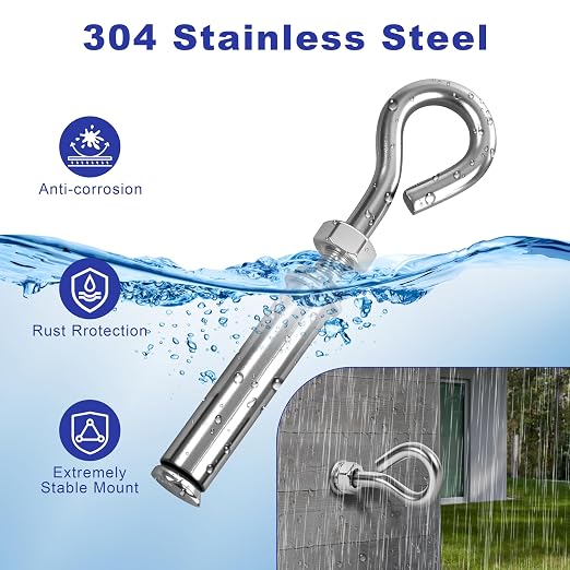16 Pack 3/8" X 4-1/2" Expansion Eye Bolt, Concrete Eyebolt Anchors, Heavy Duty - Image 4