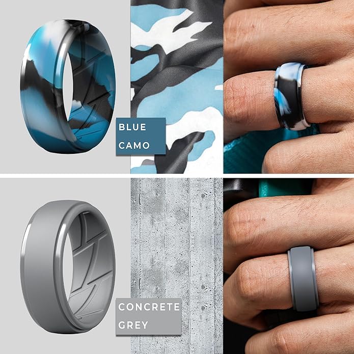 ThunderFit Men's Silicone Rings 10mm Wide 2.5mm Thick Rubber Bands, Breathable, Variety Multipack 1-10
