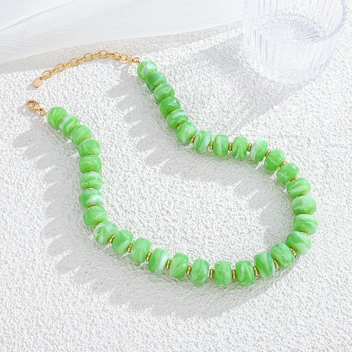LILIE&WHITE Resin Chunky Beaded Necklace for Women Minimalistic Modern Statement Necklace Jewelry Accessories