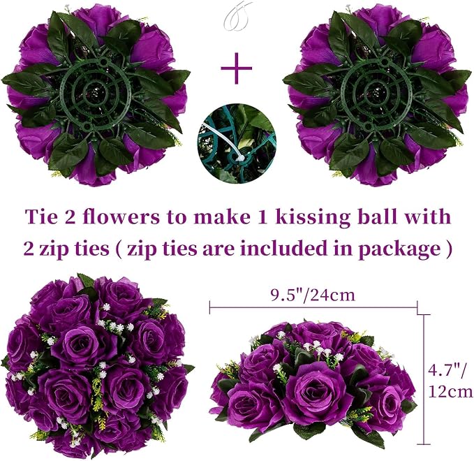 BLOSMON Flower Balls Wedding Rose Centerpieces: 2 Pcs Fake Flowers - Image 4