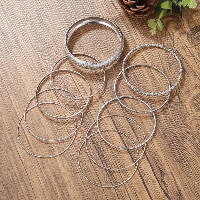 16Pcs Gold Bangle Bracelets for Women - Multi Layer Stackable Textured Bracelets Boho Jewelrys Set.