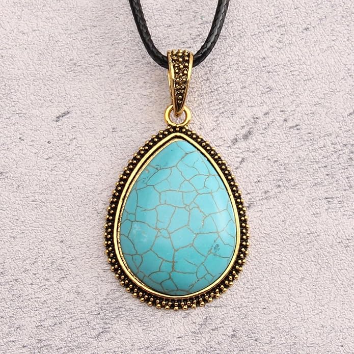 GelConnie Boho Necklaces for Women Vintage Silver Circles Long Pendant Necklace Cowgirl Sweater Necklace Adjustable Leather Choker Necklace for Women