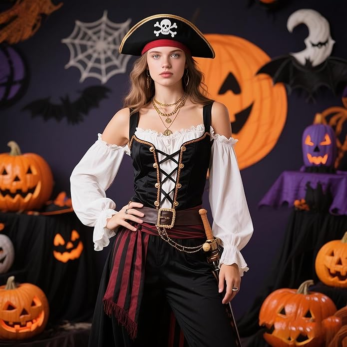Pirate Necklace Chunky Gold Necklace for Women vintage Pirate Coin Pendant Necklace Fashion Chunky Chain Choker Necklaces Pirate Costume Women Men Jewellery