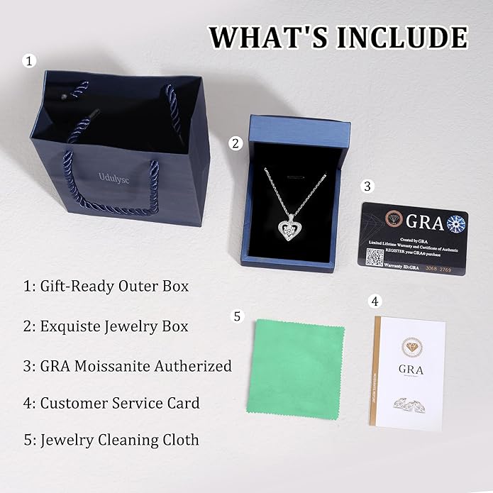 Moissanite Necklace for Women, 1CT Sterling Silver Diamond-like Jewelry, Valentine's Day, Anniversary Birthday Christmas Gift for Girlfriend, Mom