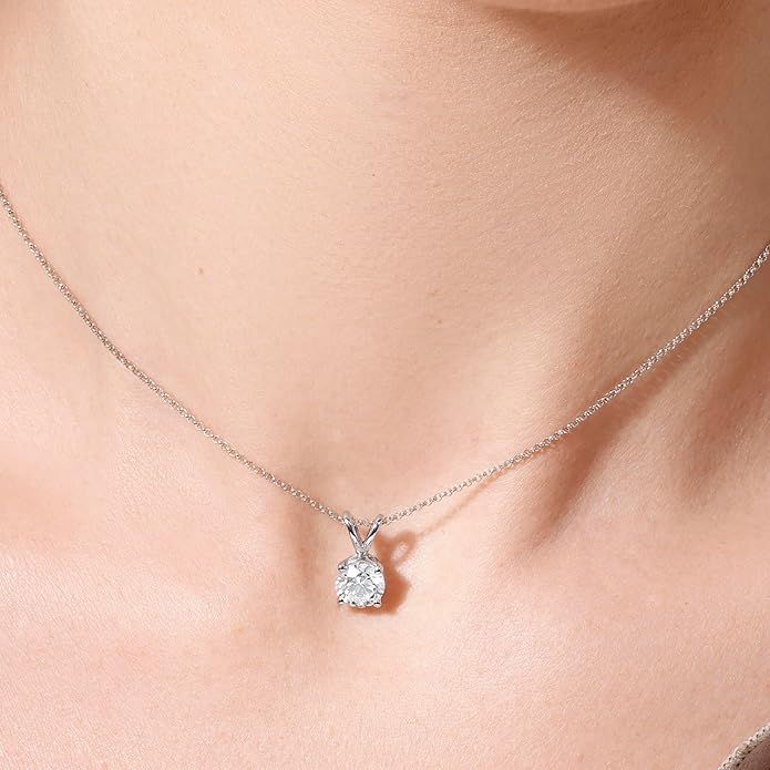 14K Yellow/White Gold Pendant Necklace With 0.50-1.00 TCW Lab Grown Diamond in Pear/Round Shape (E-F Color, VVS-VS), Adjustable Length from 15"-16.5", IGI Certified, Necklaces For Women, Gift For Her