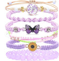 DS 6PCS String beads Charm Bracelets for Teen Girls Handmade Braided Rope Butterfly daisies Eternal flower Boho Surfer Bracelet for women Adjustable friendship Stretch birthday jewelry Gift Friends