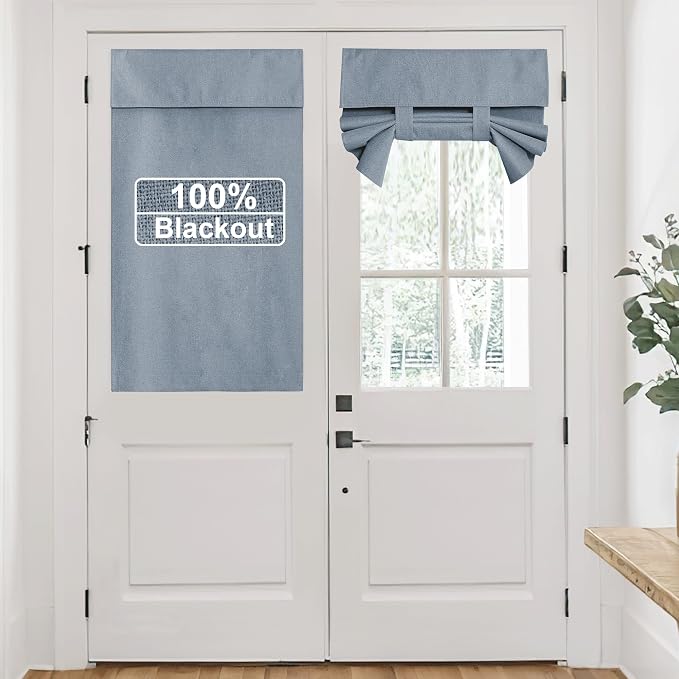 RYB HOME 100% Blackout Short French Door Linen Curtain by RYBHOME