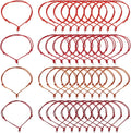 40Pcs Adjustable Braided Cord Colorful Waxed Thread Half Finished Bracelet with Jump Rings Knotting Bracelet Ropes for Wrist DIY Women Jewelry Friendship Bangle Decor 8.5-16cm Long-Red