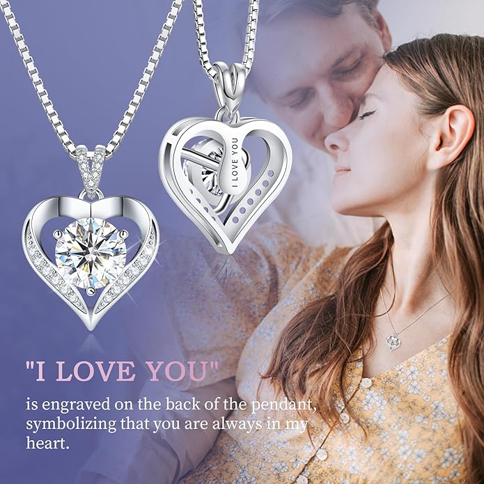 Gorgeous Moissanite Necklaces for Women - Valentine's Day Gifts for Wife Girlfriend, 925 Sterling Silver 1-3CT Moissanite Pendant Jewelry, Wedding Anniversary Birthday Christmas for Mom