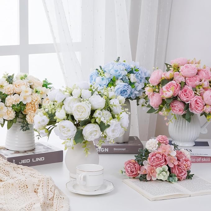 12 Packs Peonies Artificial Flowers, Light Pink Silk Artificial Peonies | Fake - Image 8