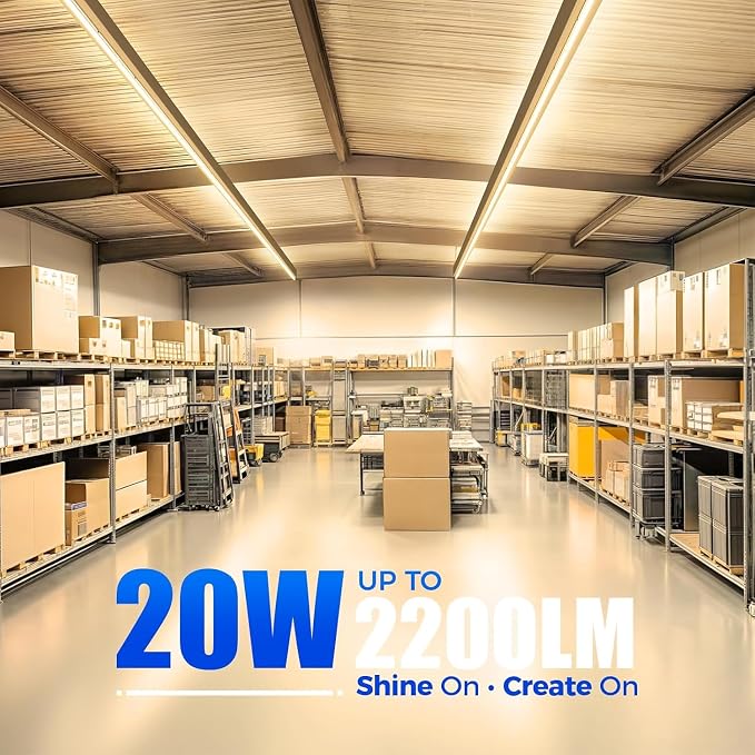 Barrina 6 Pack LED T5 Integrated Single Fixture, 20W | Warm White Utility Shop - Image 3