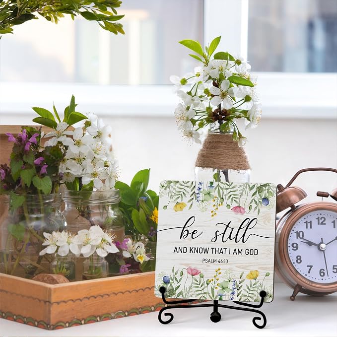 Inspirational Christian Desk Decor, Be Still And Know That I Am God Wildflower - Image 3
