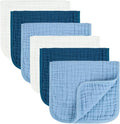 Baby Burp Cloth 100% Cotton Newborn Cotton Muslin Burp Cloth 10x20 inches (White & Blue 6 Pieces)