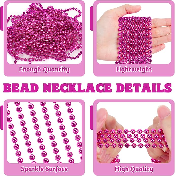 300PCS Mardi Gras Beads Bulk, Mardi Gras Beads Necklace, Parade Throw Accessories Set Decorations Party Supplies