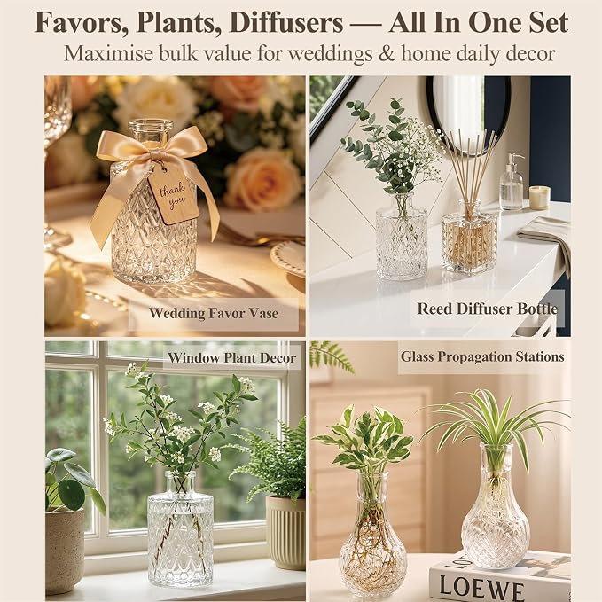 Clear Glass Bud Vase Set of 32 Pcs, Small Bud Vases in Bulk, Glass Crystal - Image 4
