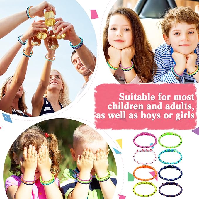 Remerry 168 Pcs Friendship Bracelets Adjustable Woven Rope Bracelets Bulk Valentine's Day Birthday Party Favors & Goodie Bag Stuffers, 8 Assorted Colors(Neon Colors)