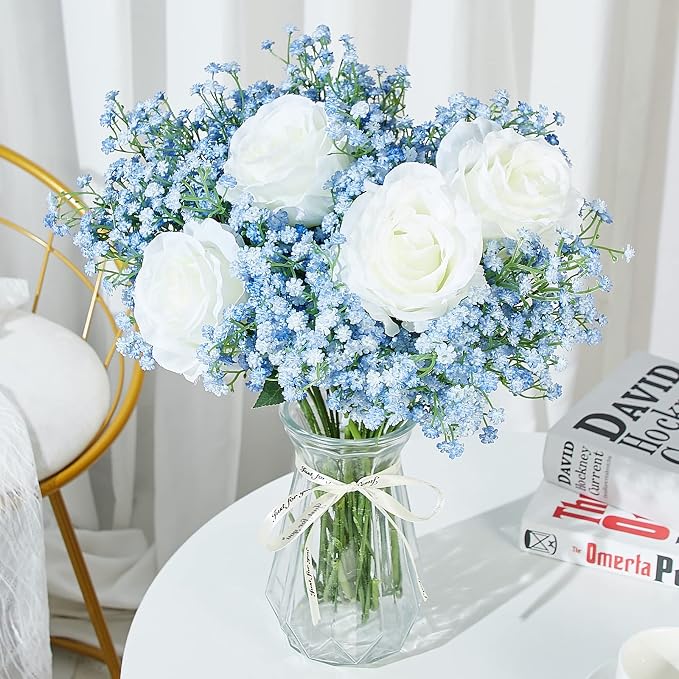 Babys Breath Artificial Flowers Bulk 30 Pcs Blue Gypsophila Faux Flowers | - Image 2