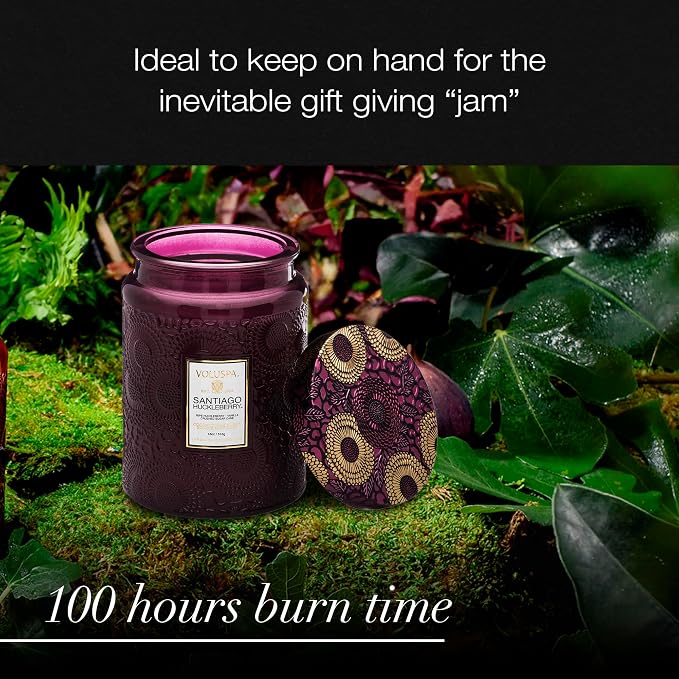 Voluspa Santiago Huckleberry Large Scented Candle Jar 18 Oz, 100 Hr Burn | - Image 5