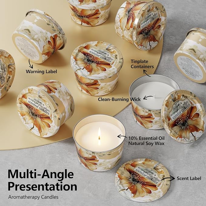 3 Pack Scented Candles-Lavender & Thyme, Vanilla Cake, Jasmine & Musk & - Image 4