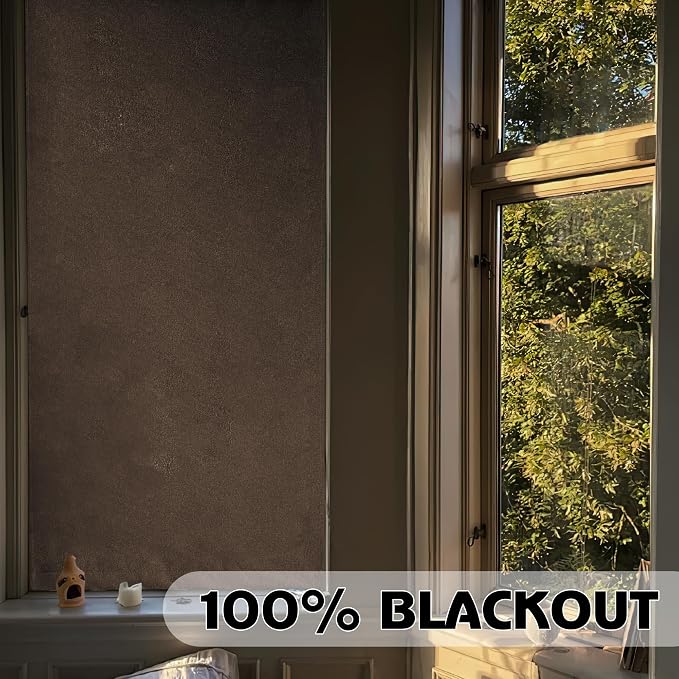 RYB HOME Linen Door Curtain 100% Blackout French Door Blinds - Image 3