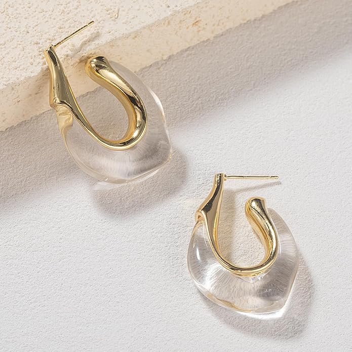 Acrylic Hoop Earrings Chunky Huggie Statement Vintage Earrings Cute Resin Drop Earring Trendy Jewelry Gifts for Women