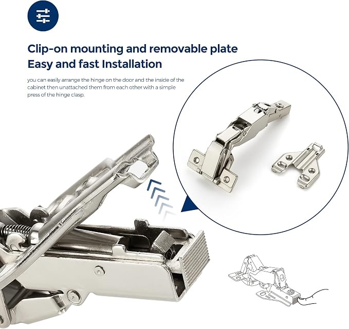 Ravinte Kitchen Cabinet Hinges, 165 Degree Door Hinges, 1 Pairs 2 Pack | - Image 3