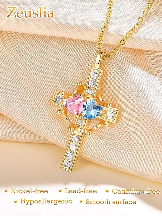 Valentine's Day Gifts for Wife 925 Sterling Silver Double Birthstone Pendant Necklaces I Love You for Always and Forever Necklace Anniversary Birthday Gifts for Wife Girlfriend Mom Her