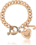 Juicy Couture Bracelet 7-7.5", Goldtone Heart Charm and Toggle Bracelets for Women, Juicy Jewelry
