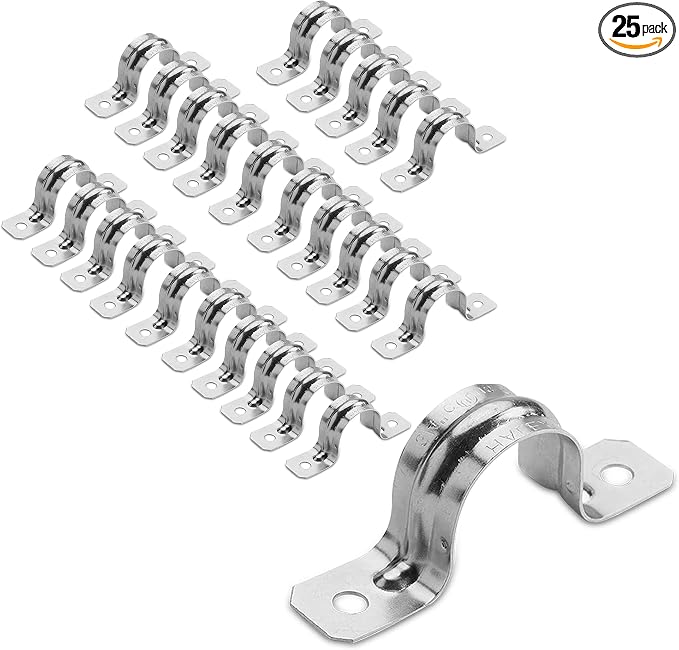 Heavy Duty Pipe Strap Zinc Plated Steel Conduit Clamps, 2 Hole Steel EMT Pipe by OhLectric