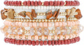 Heishi Beaded Stretch Bracelets for Women Stackable Polymer Clay Beads Bracelets Friendship Boho Summer Beach Bracelet Jewelry Set