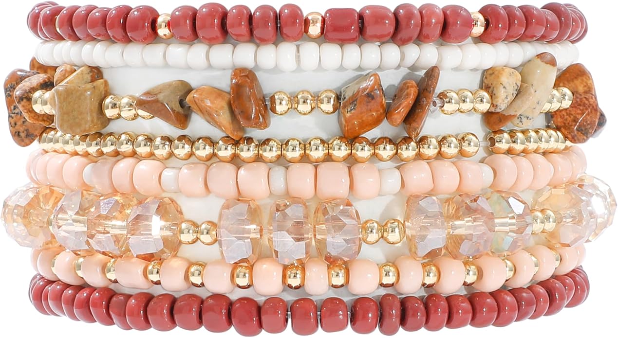 Heishi Beaded Stretch Bracelets for Women Stackable Polymer Clay Beads Bracelets Friendship Boho Summer Beach Bracelet Jewelry Set